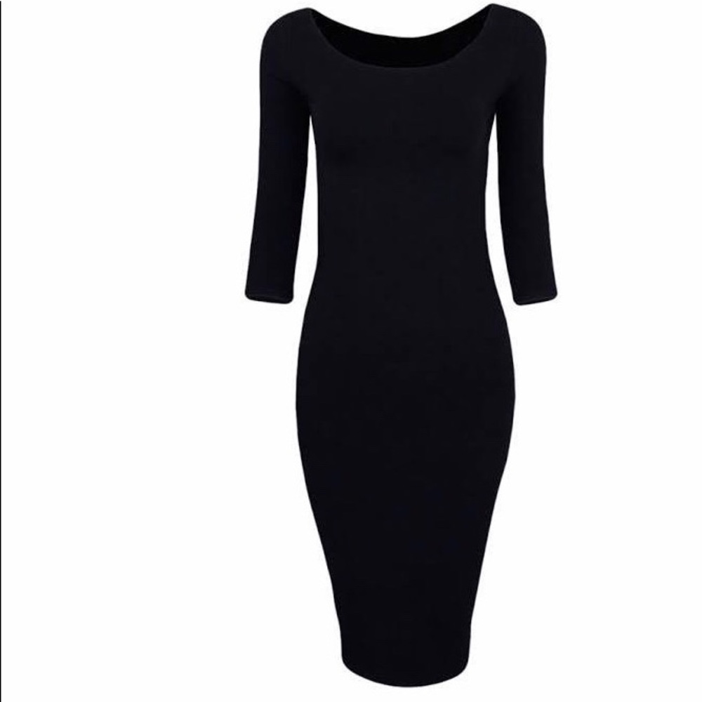 Cotton On Sally Ribbed Black Bodycon Dress